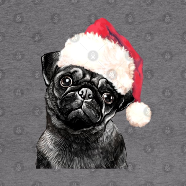 Christmas Black Pug by bignosework